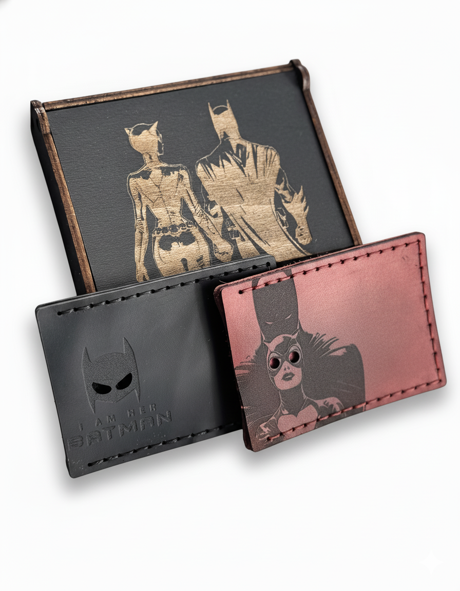 "I Am Her Batman" Leather ID Card Holder Set