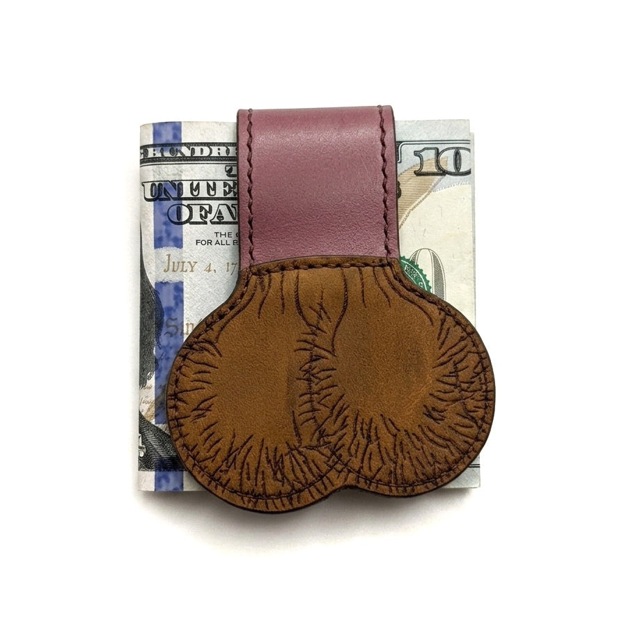 Cheeky novelty leather money clip in brown