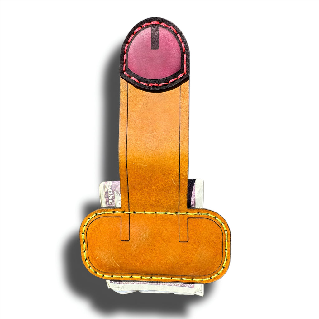 Cartoon Money Clip | Funny Leather Gag Gift for Him
