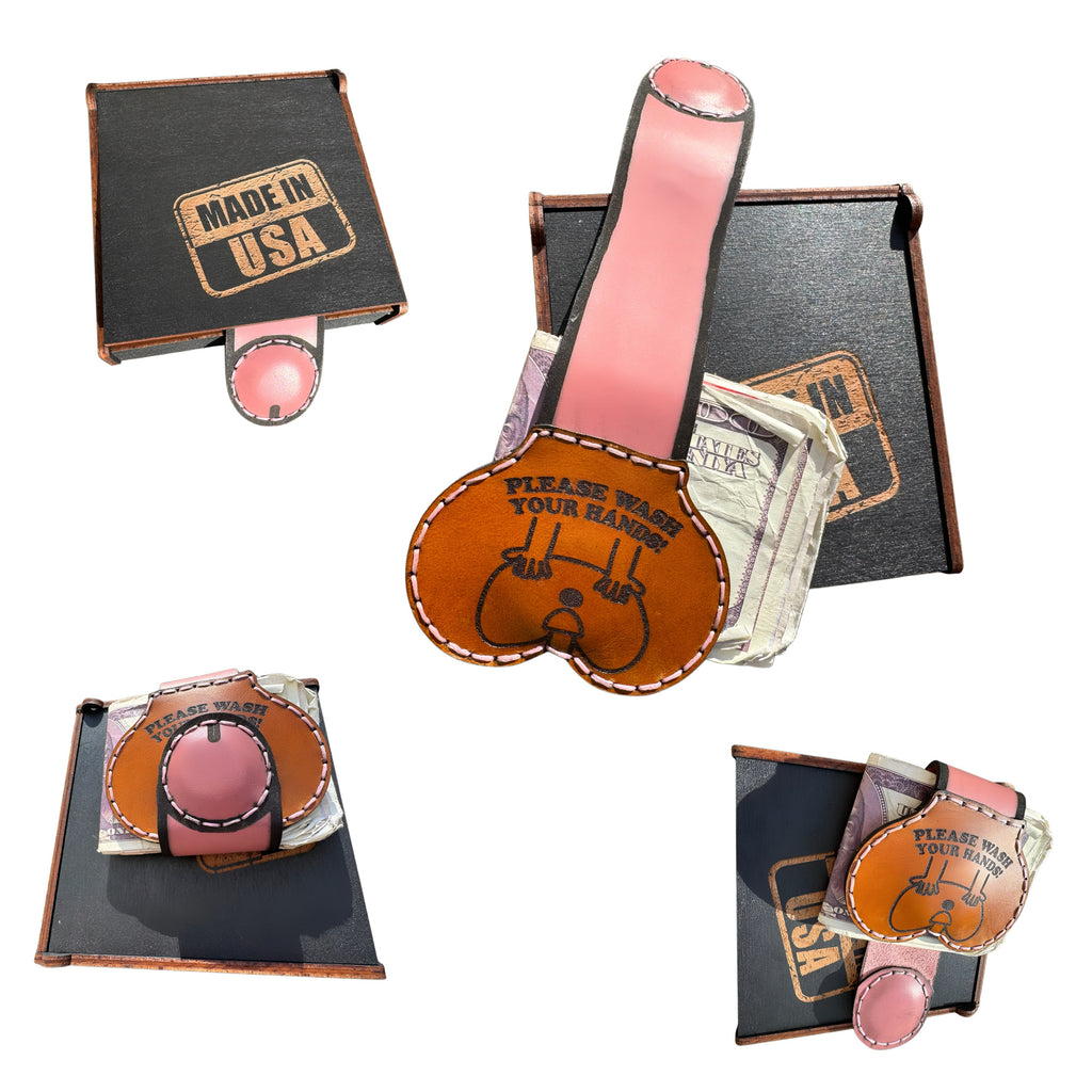 Please Wash Your Hands XL Leather Money Clip | Gag Gift for Him