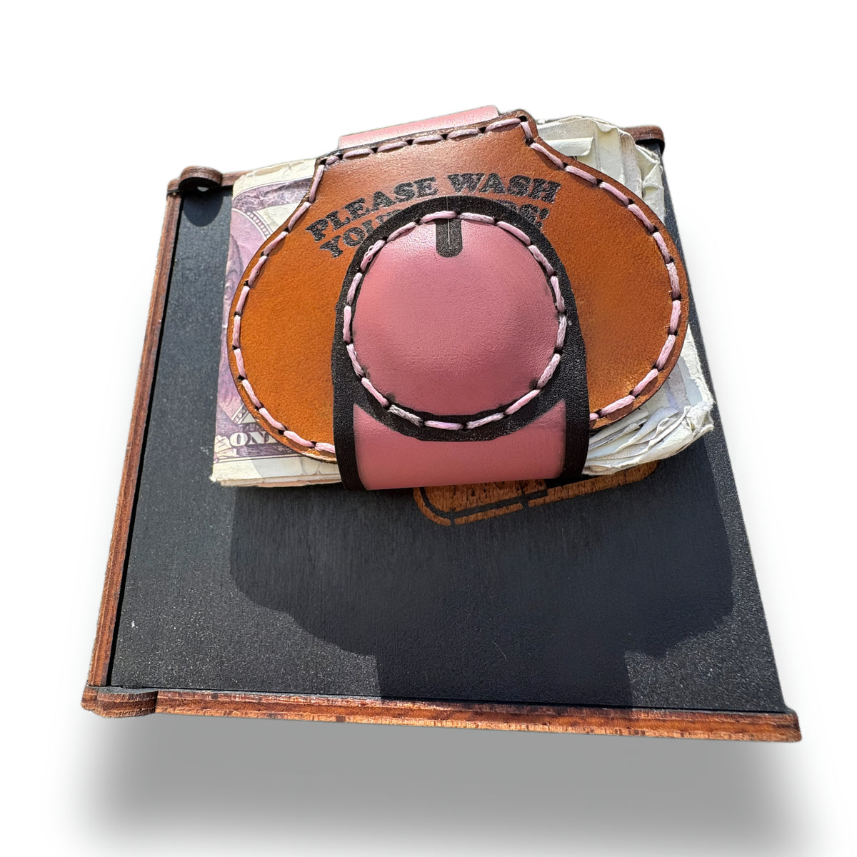 Please Wash Your Hands XL Leather Money Clip | Gag Gift for Him
