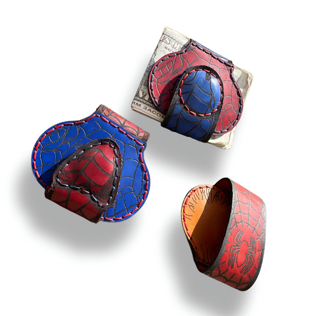Spider Web XL Leather Money Clip Set of 3 | Gag Gift Bundle