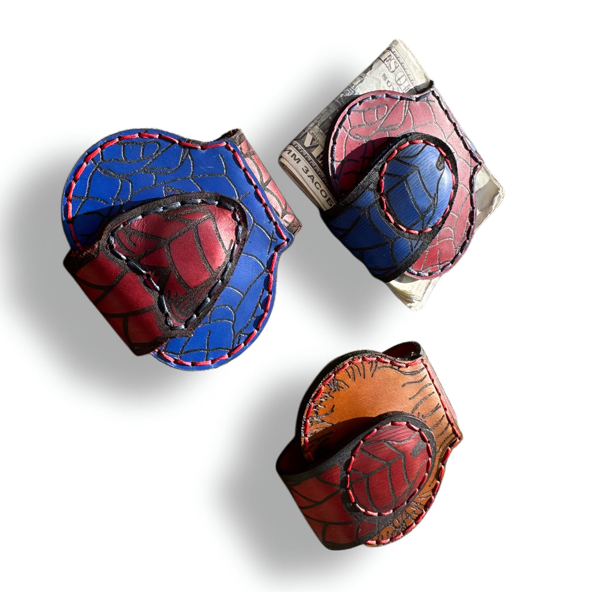 Spider Web XL Leather Money Clip Set of 3 | Gag Gift Bundle