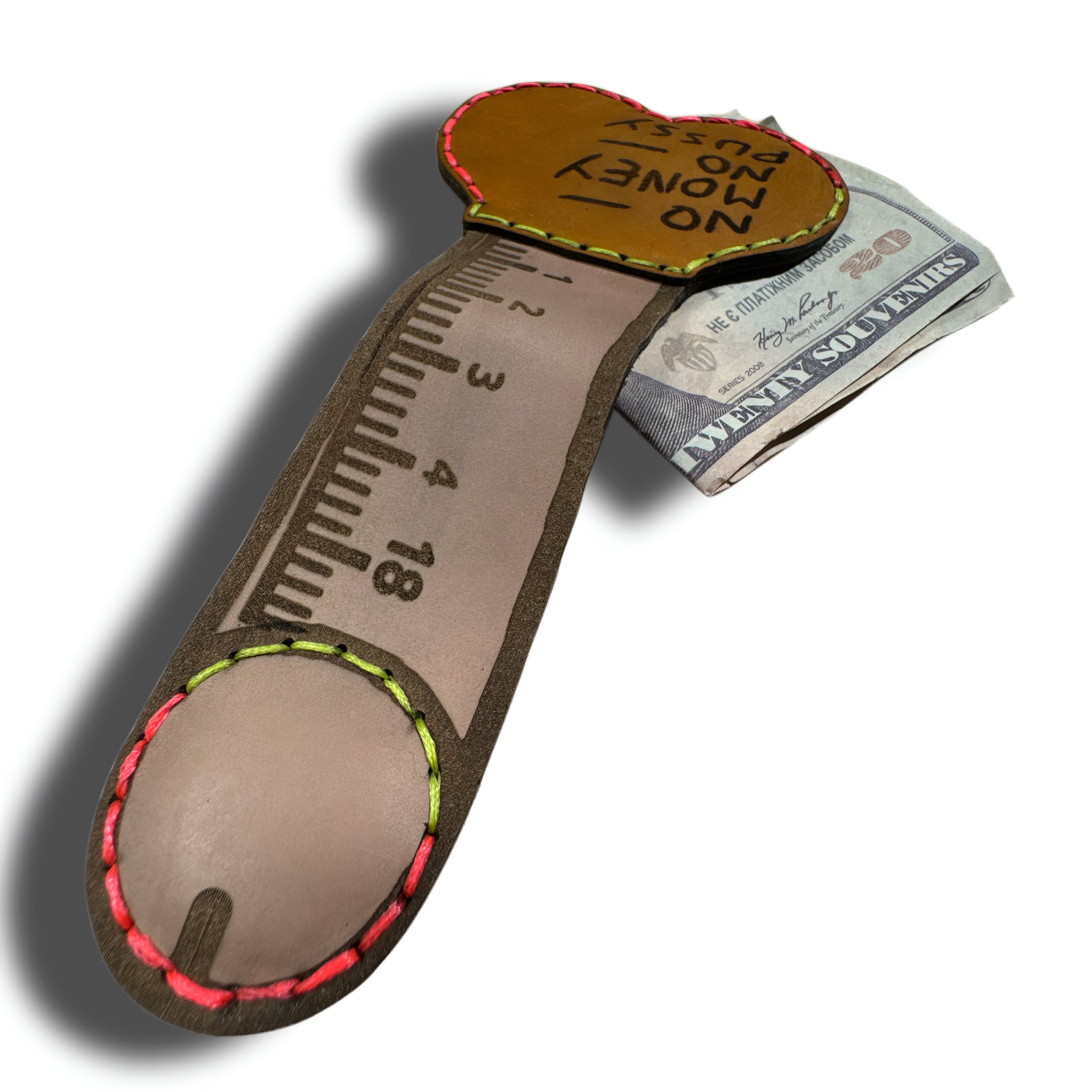 Cheeky Ruler Leather Money Clip | Funny Novelty Gag Gift for Him