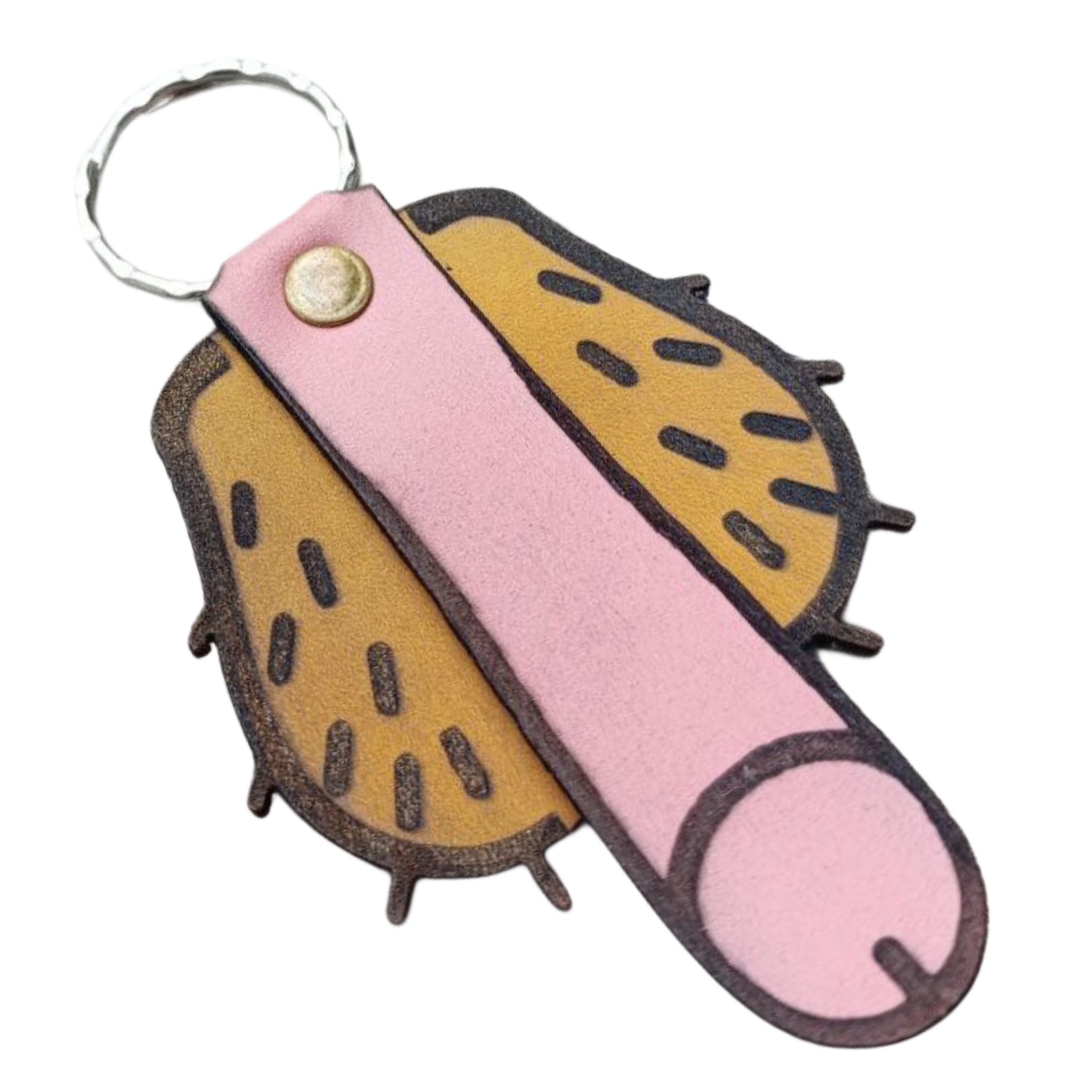 Heavy-duty handcrafted leather keychain — detail view — Lamamarka