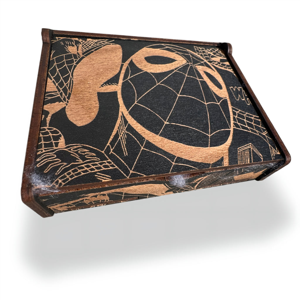 Spider Web Wooden Gift Box | Engraved Keepsake Box for Money Clip