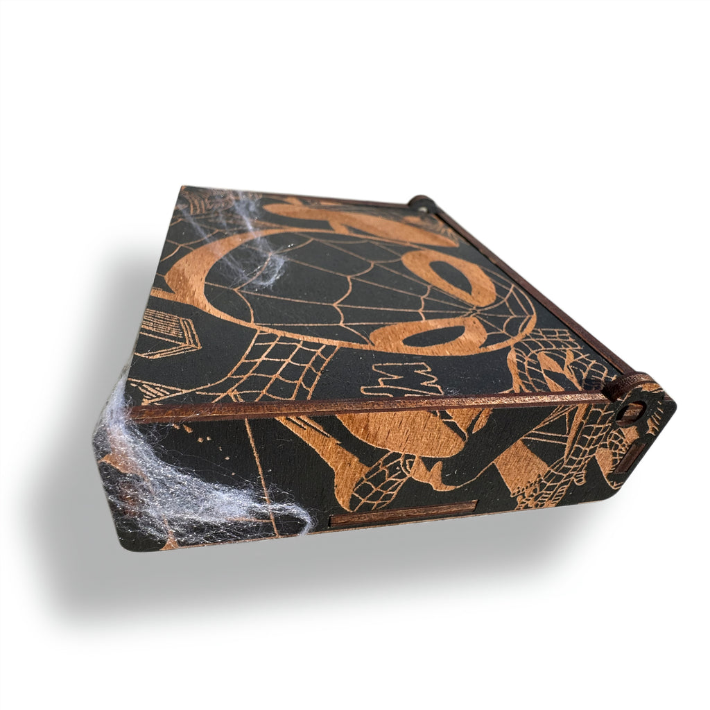 Spider Web Wooden Gift Box | Engraved Keepsake Box for Money Clip