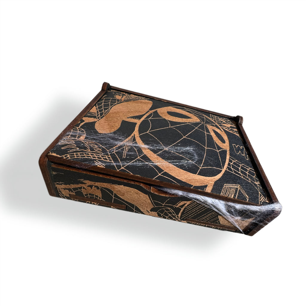 Spider Web Wooden Gift Box | Engraved Keepsake Box for Money Clip
