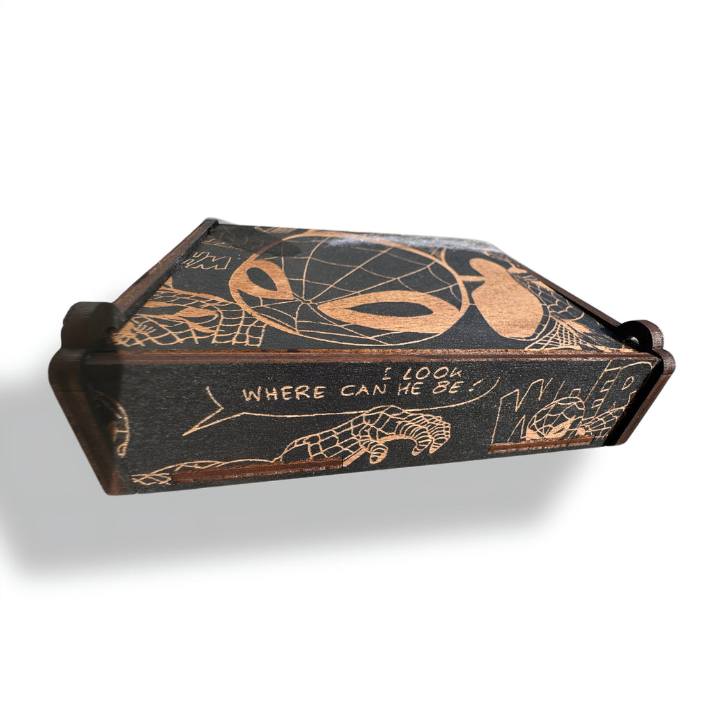 Spider Web Wooden Gift Box | Engraved Keepsake Box for Money Clip