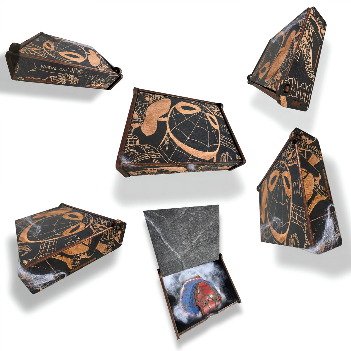 Spider Web Wooden Gift Box | Engraved Keepsake Box for Money Clip