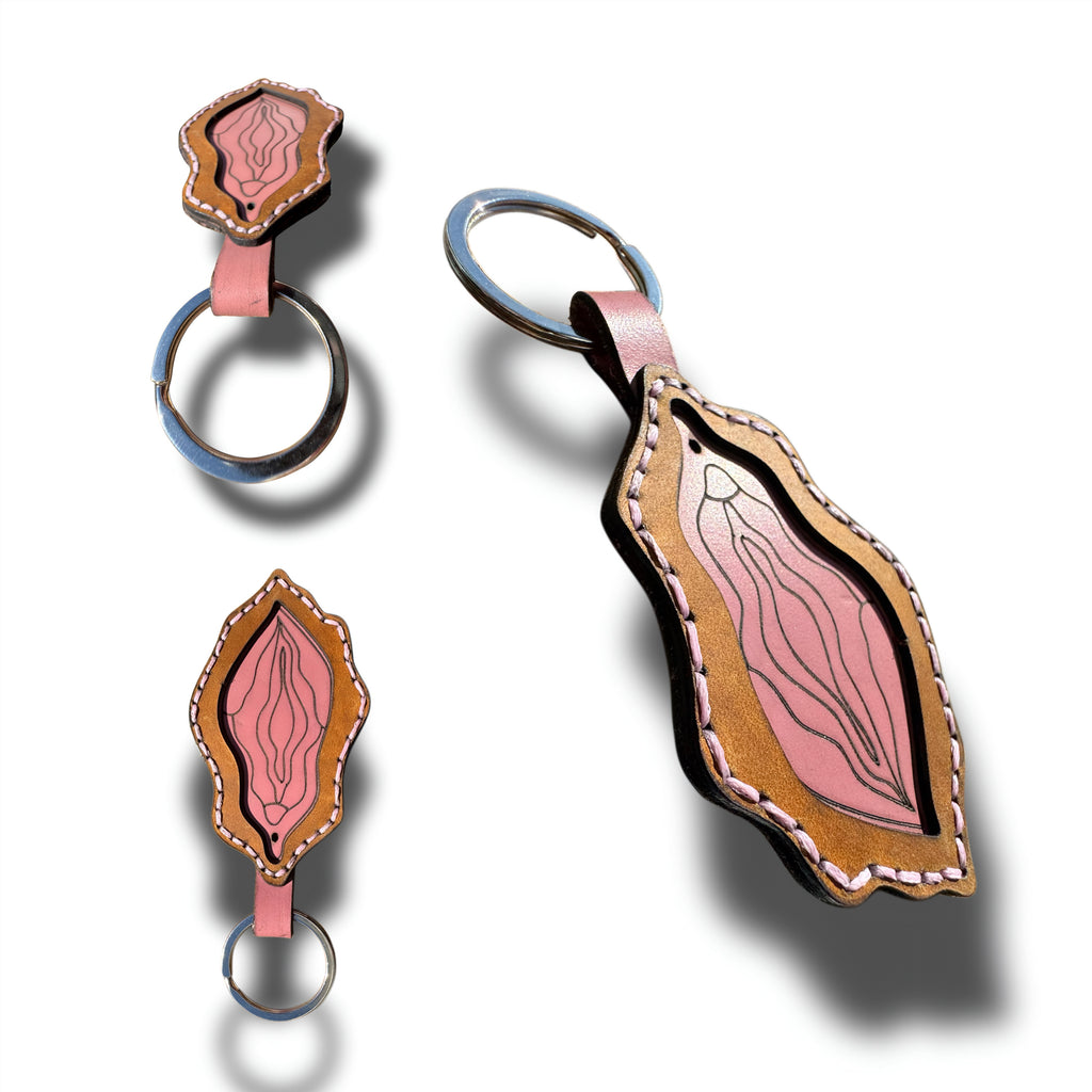 Pink Bloom Leather Keychain | Naughty Gag Gift for Her
