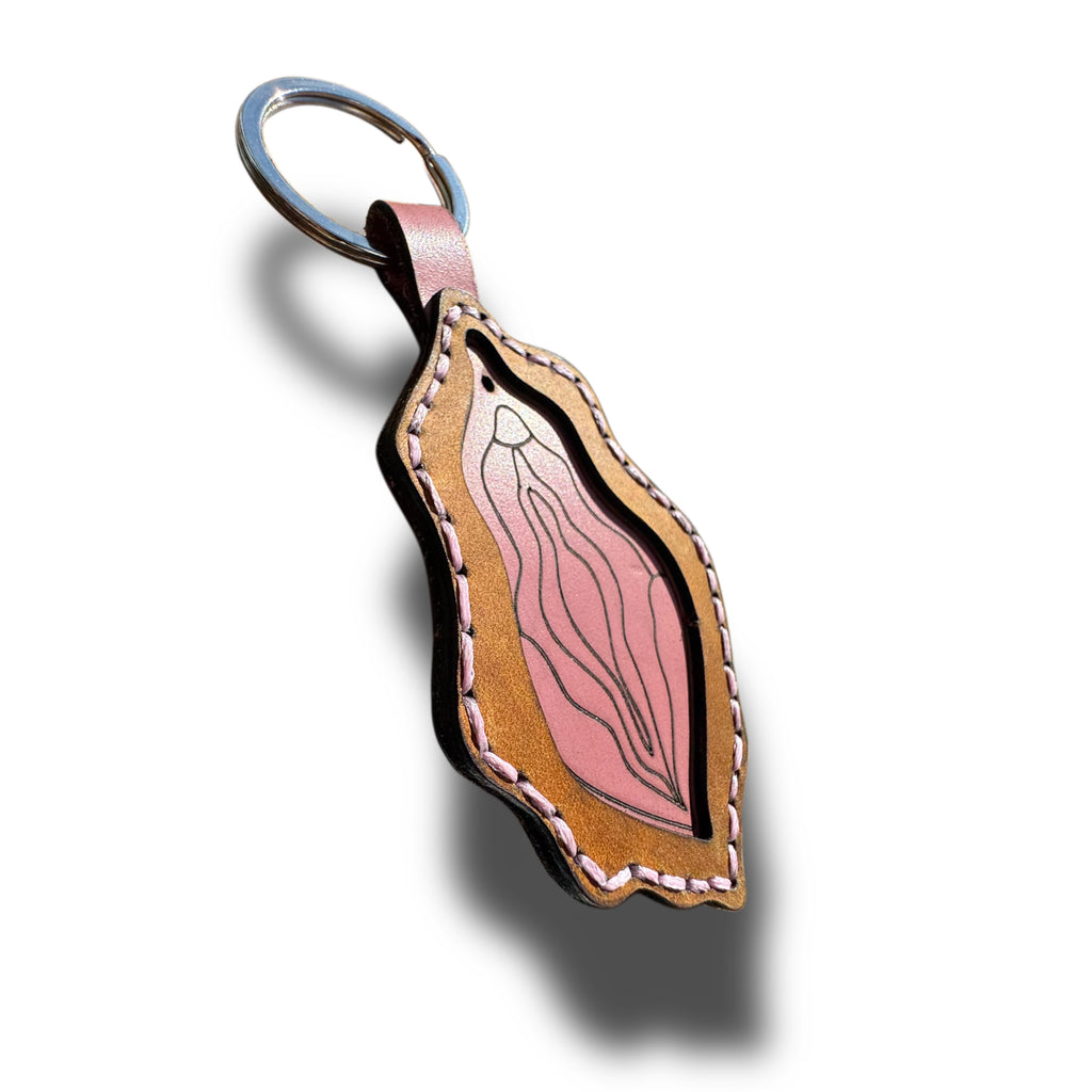 Pink Bloom Leather Keychain | Naughty Gag Gift for Her