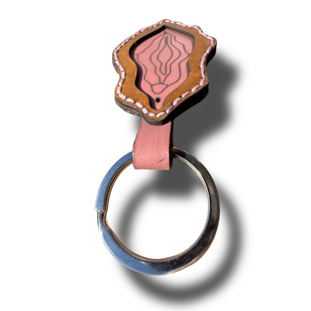 Pink Bloom Leather Keychain | Naughty Gag Gift for Her