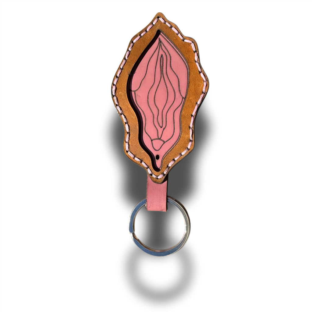 Pink Bloom Leather Keychain | Naughty Gag Gift for Her