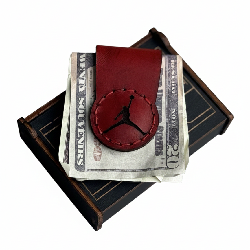 Leather Magnetic Money Clip with handcrafted gift box, Lamamarka premium