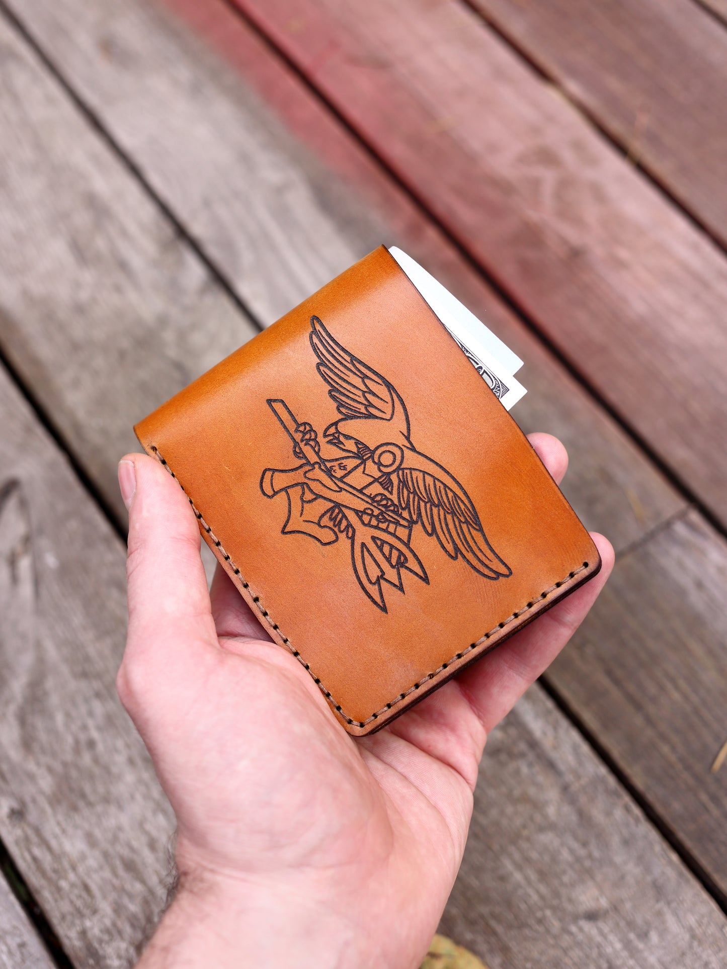 Personalized US Marine Corps Leather Wallet | Engraved EGA Emblem