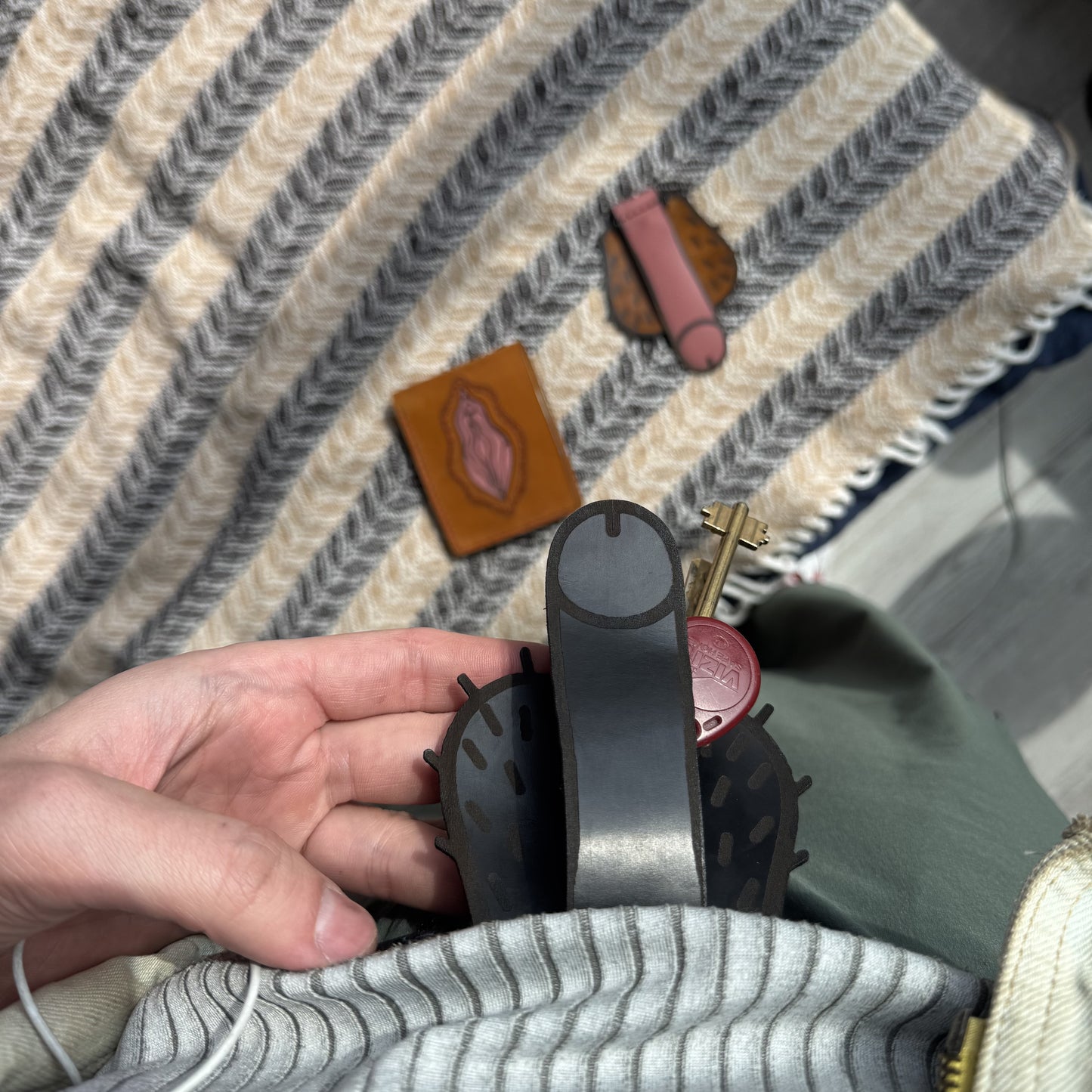 Black Leather Belt Carabiner | Funny Novelty Gag Gift