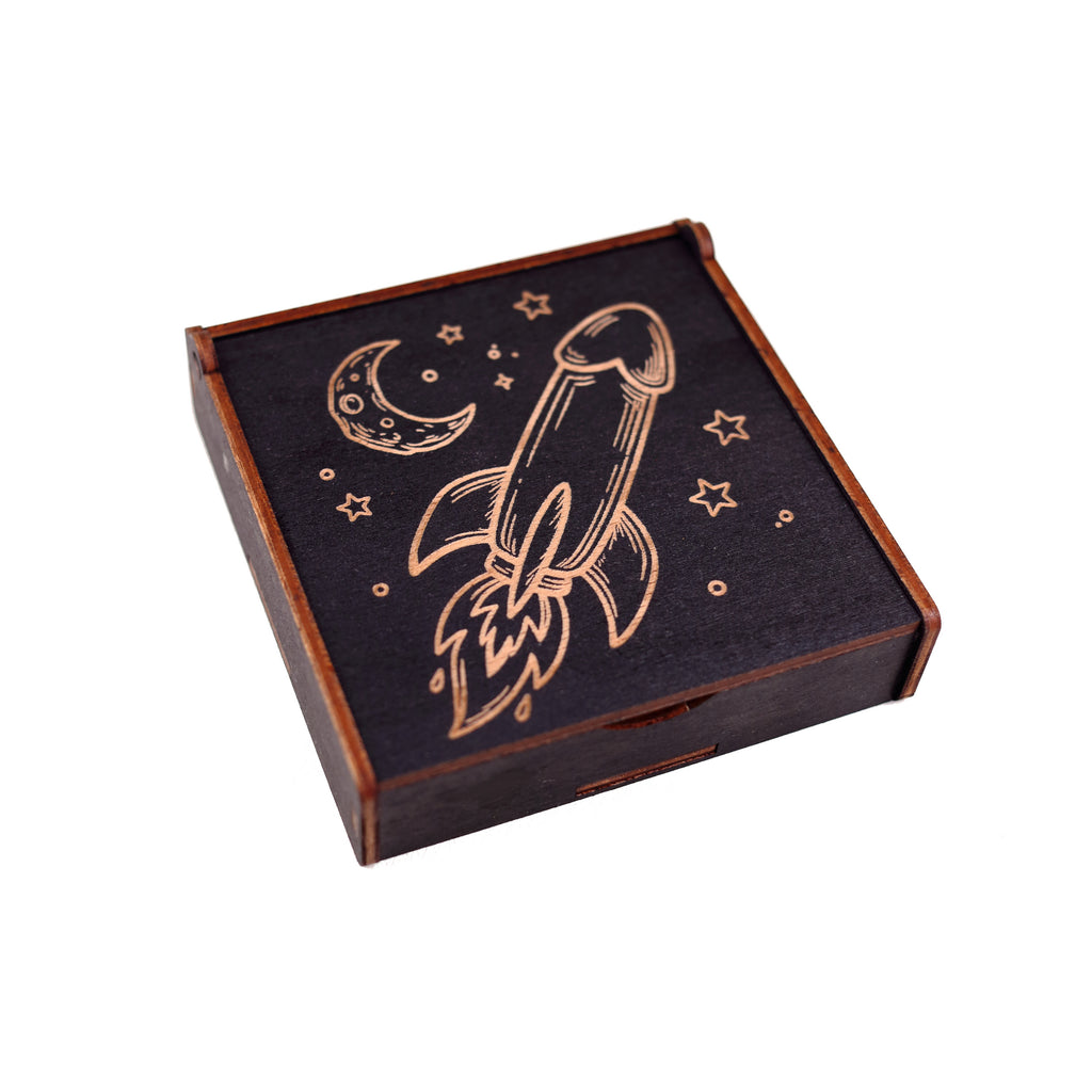 Cheeky Rocket Wooden Gift Box | Handcrafted Secret Box for Money Clip