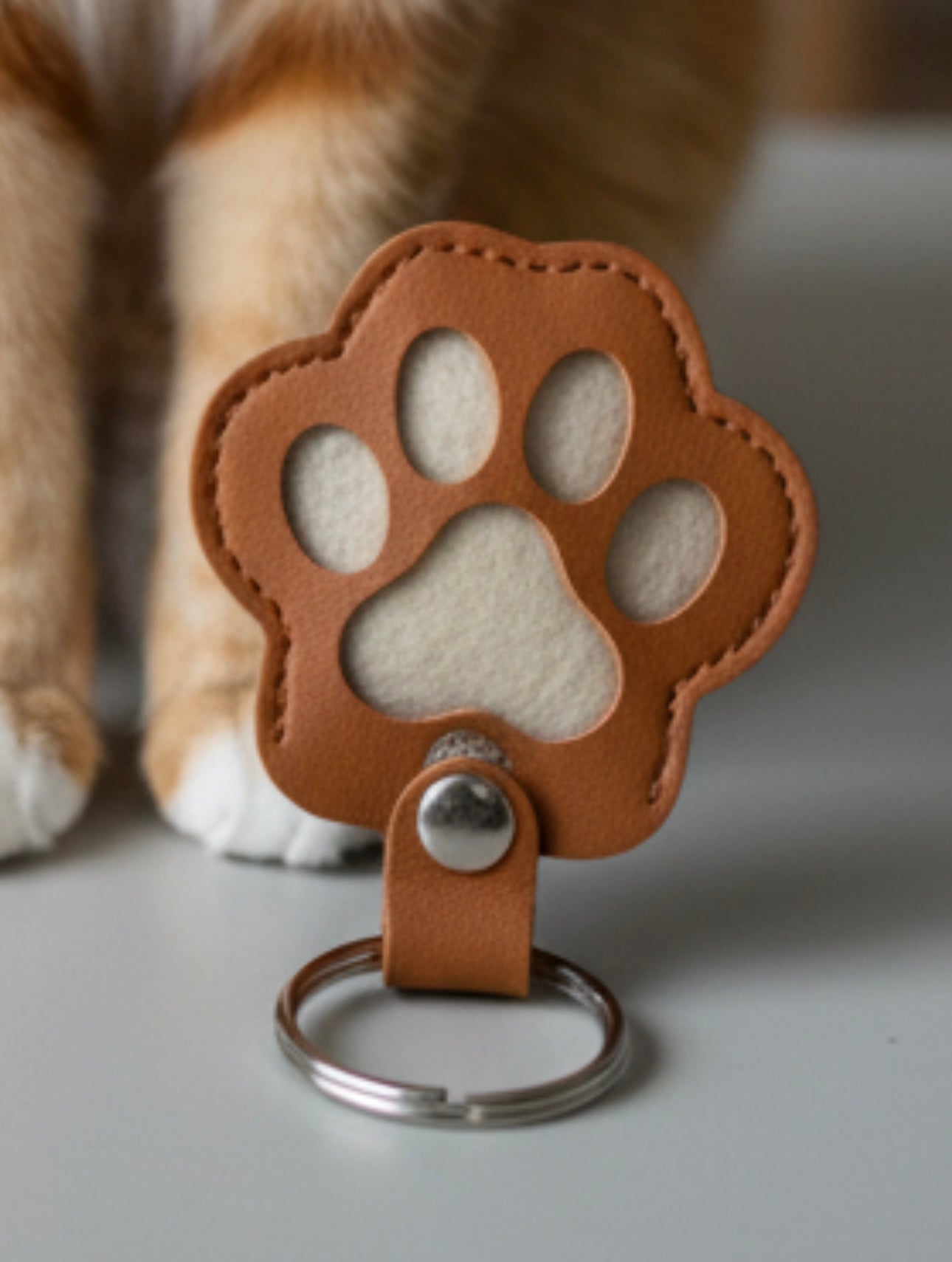 Leather Paw Keepsake Keychain - Fur Memory Holder