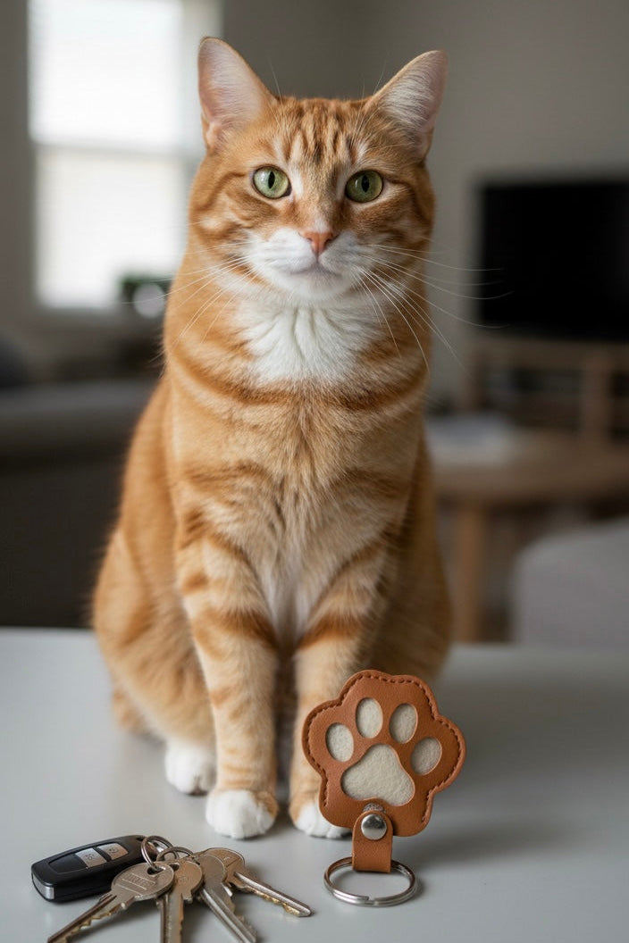 Leather Paw Keepsake Keychain - Fur Memory Holder