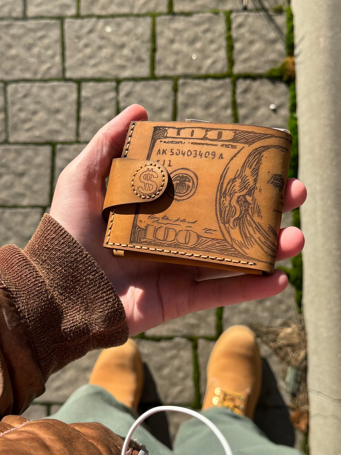 The "Hundred Dollar Bill" Leather Wallet