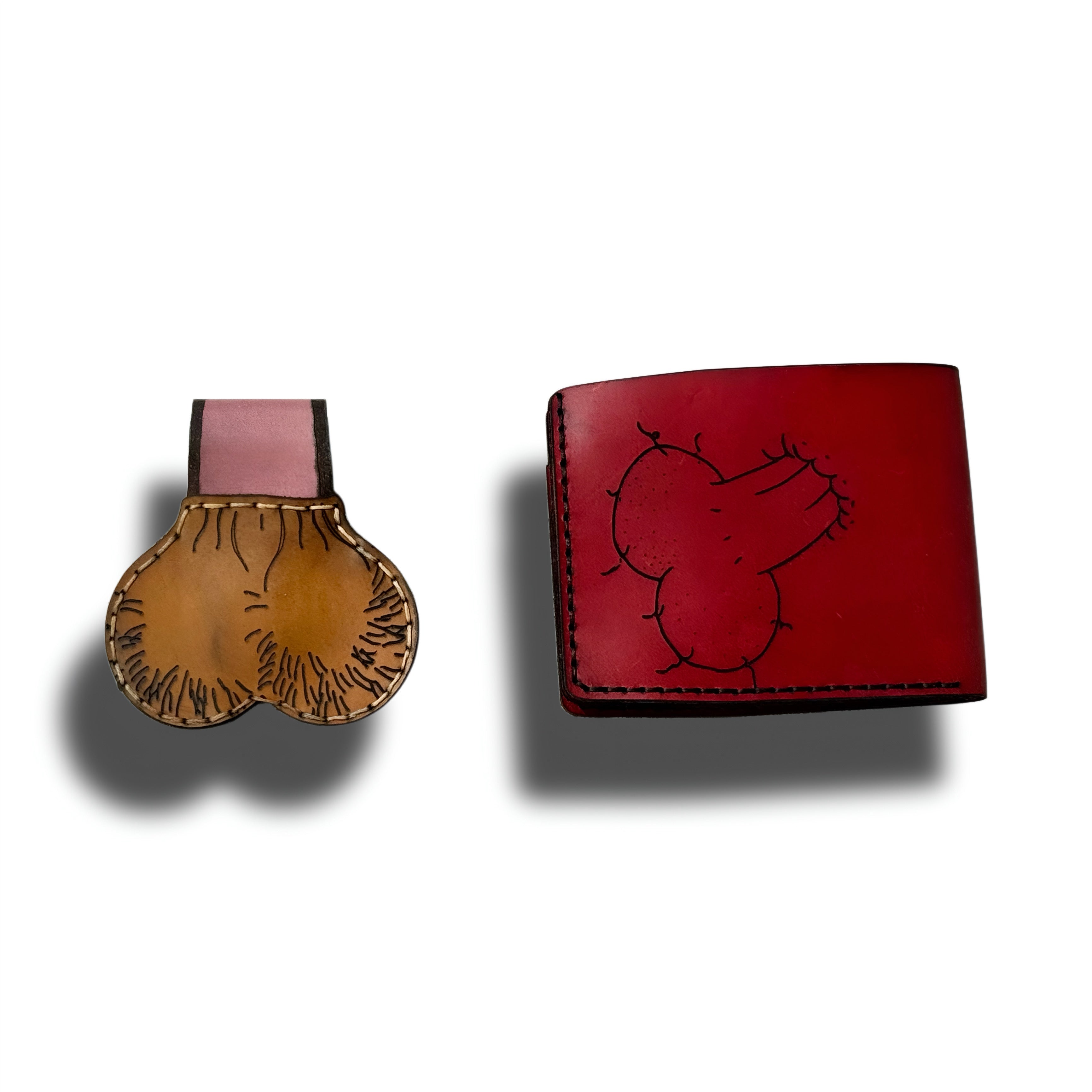 Leather wallet and magnetic money clip gift set — alternate angle — Lamamarka