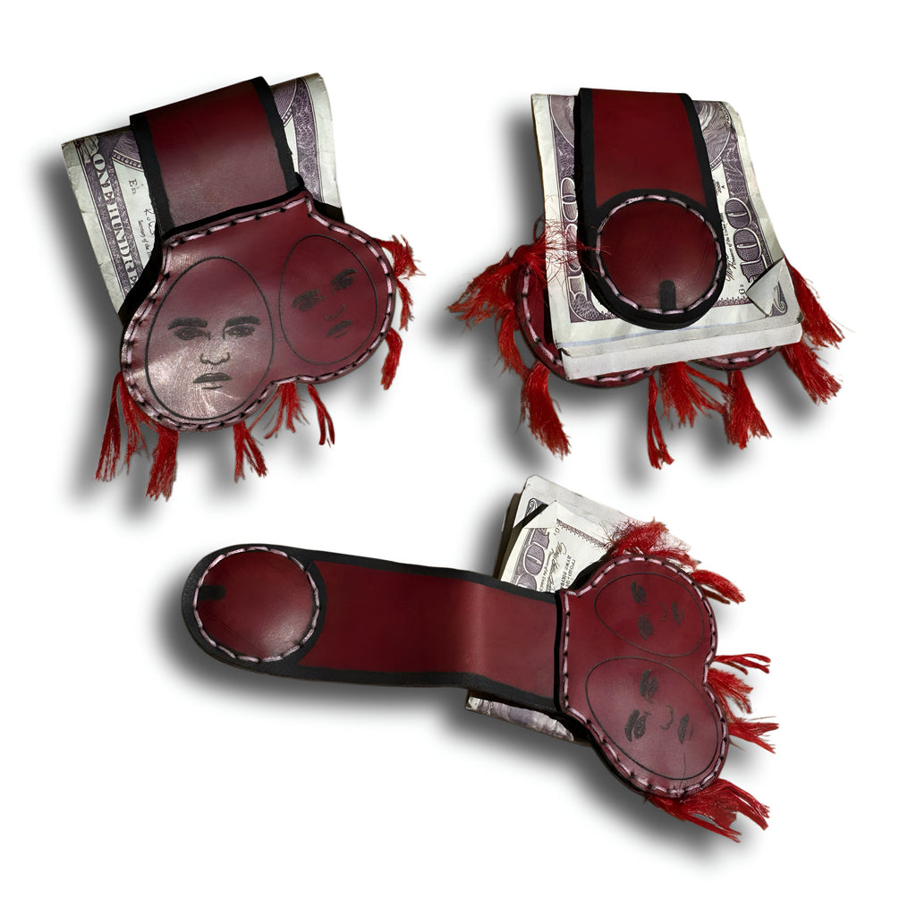 Red Furry Money Clip | Naughty Leather Gag Gift for Him