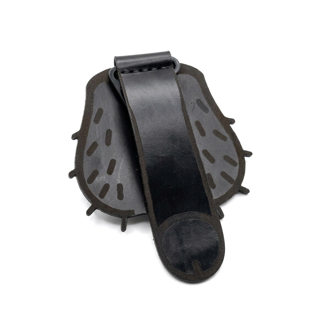 Funny leather belt carabiner gag gift for him, black handcrafted novelty key clip
