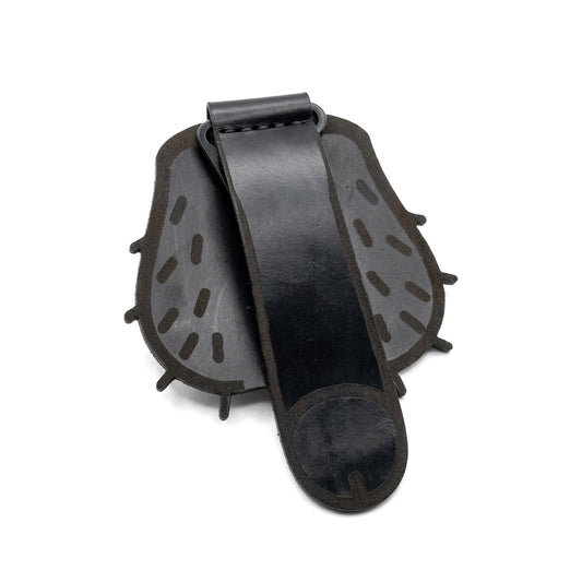 Funny leather belt carabiner gag gift for him, black handcrafted novelty key clip